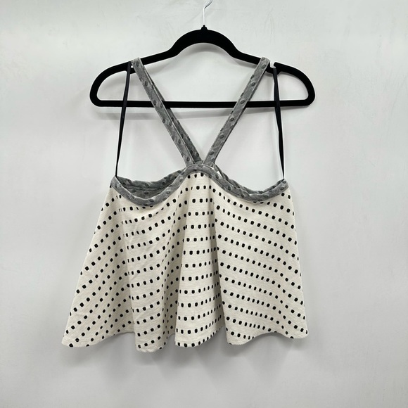 ANTHROPOLOGY Postage stamp white-black polka dot flowy woman swing summer tank M - Picture 2 of 11